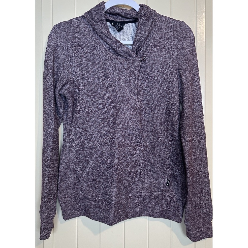Oakley knit long sleeve button closure cowl neck terry sweater sweatshirt sz S